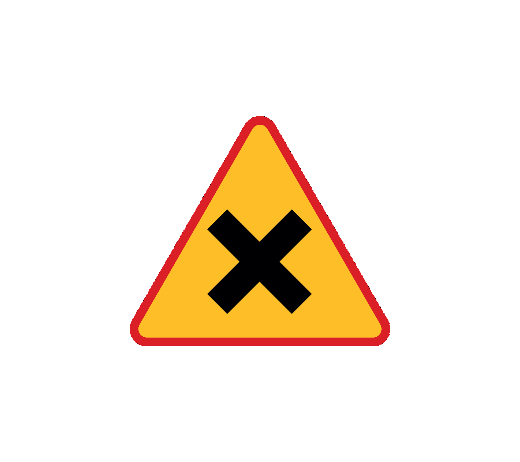 Który znak informuje o skrzyżowaniu dróg równorzędnych?